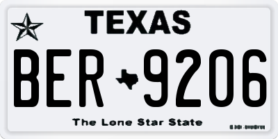 TX license plate BER9206