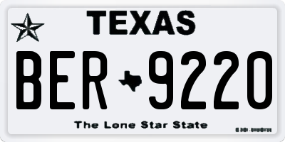 TX license plate BER9220