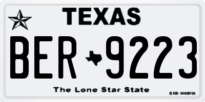 TX license plate BER9223