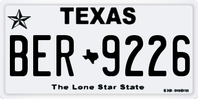 TX license plate BER9226