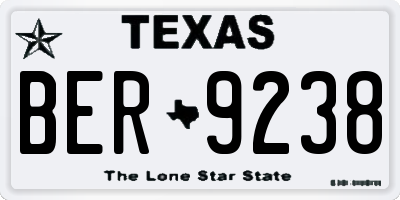 TX license plate BER9238