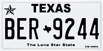 TX license plate BER9244