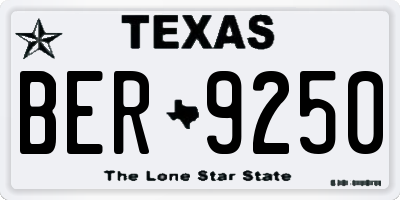 TX license plate BER9250