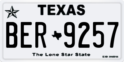 TX license plate BER9257