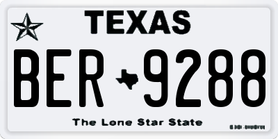 TX license plate BER9288