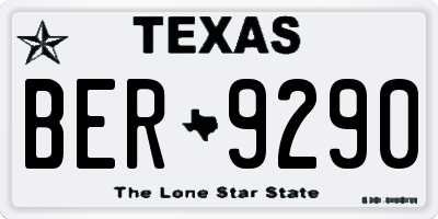 TX license plate BER9290