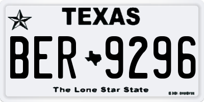 TX license plate BER9296