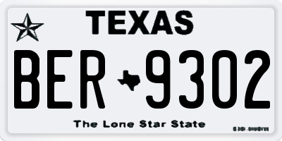 TX license plate BER9302