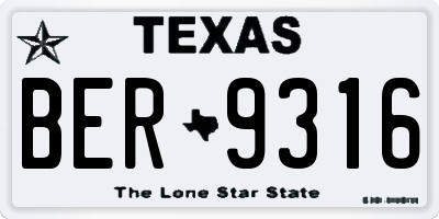 TX license plate BER9316