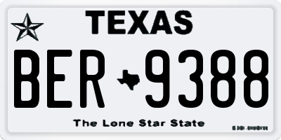 TX license plate BER9388