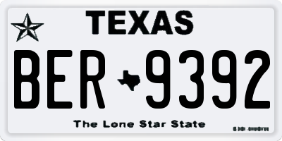 TX license plate BER9392