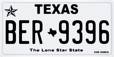 TX license plate BER9396