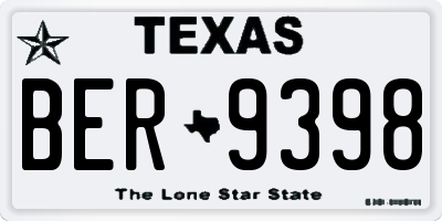 TX license plate BER9398