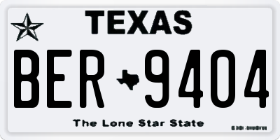 TX license plate BER9404