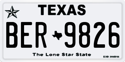 TX license plate BER9826