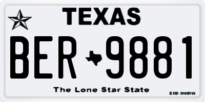 TX license plate BER9881