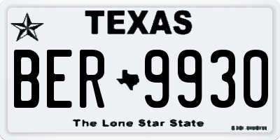 TX license plate BER9930