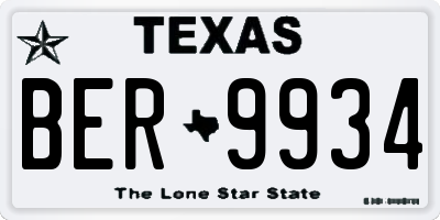 TX license plate BER9934