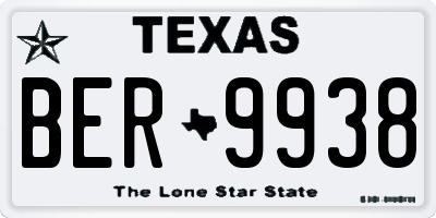 TX license plate BER9938