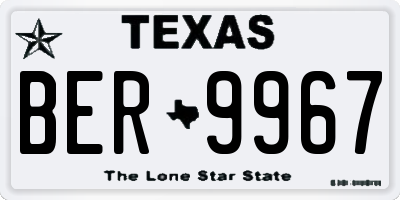 TX license plate BER9967