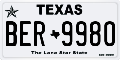 TX license plate BER9980