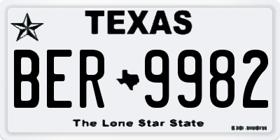 TX license plate BER9982