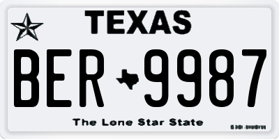 TX license plate BER9987