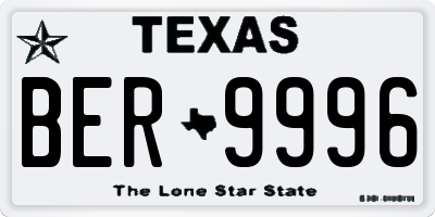 TX license plate BER9996