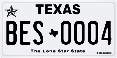 TX license plate BES0004