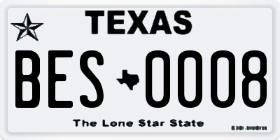 TX license plate BES0008