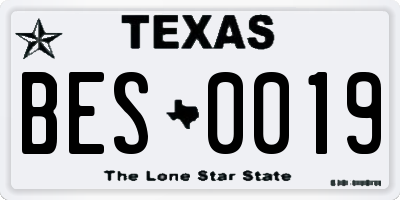 TX license plate BES0019