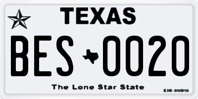 TX license plate BES0020