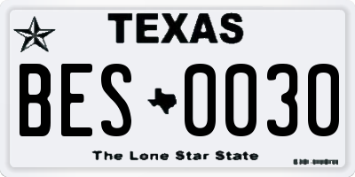 TX license plate BES0030