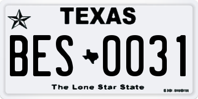 TX license plate BES0031