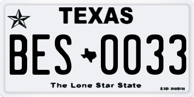 TX license plate BES0033