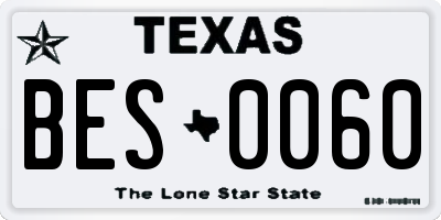 TX license plate BES0060