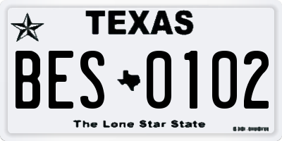 TX license plate BES0102