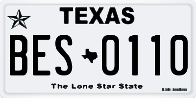 TX license plate BES0110