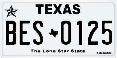TX license plate BES0125