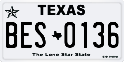 TX license plate BES0136