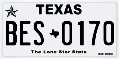 TX license plate BES0170