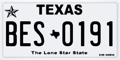 TX license plate BES0191