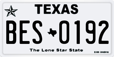 TX license plate BES0192