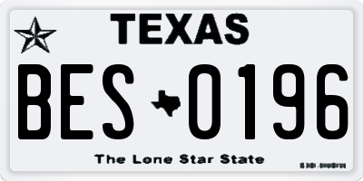 TX license plate BES0196