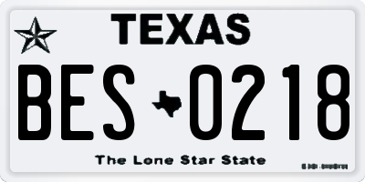 TX license plate BES0218