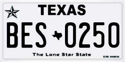 TX license plate BES0250