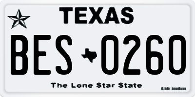 TX license plate BES0260