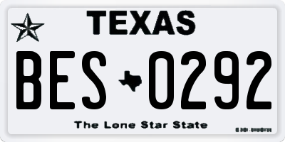 TX license plate BES0292