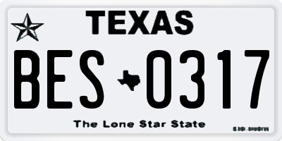 TX license plate BES0317