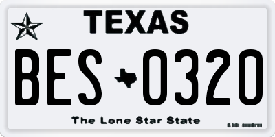 TX license plate BES0320
